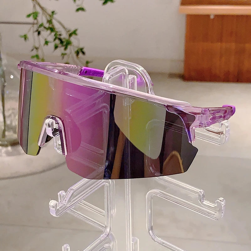 Semi-Rimless Sports Cycling Sunglasses Mirror Lens Men Women Outdoor Goggle