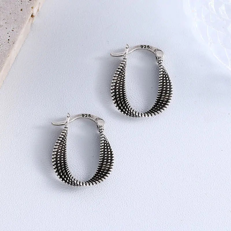 Sterling Silver Engagement Stud Earrings Women Wedding Jewelry Twists