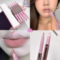 Nude Lip Liner with Lip Brush Long Lasting Velvet Matte Lipstick Makeup