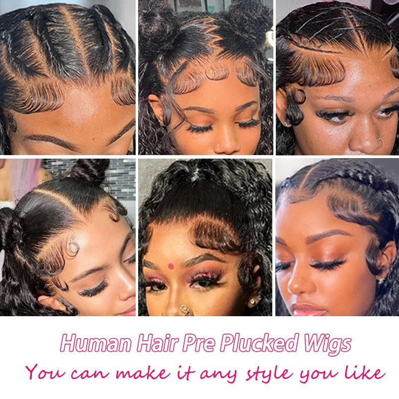 Water Wave 13x6 Lace Front Human Hair Wigs - Curly, Pre Plucked with Baby Hair