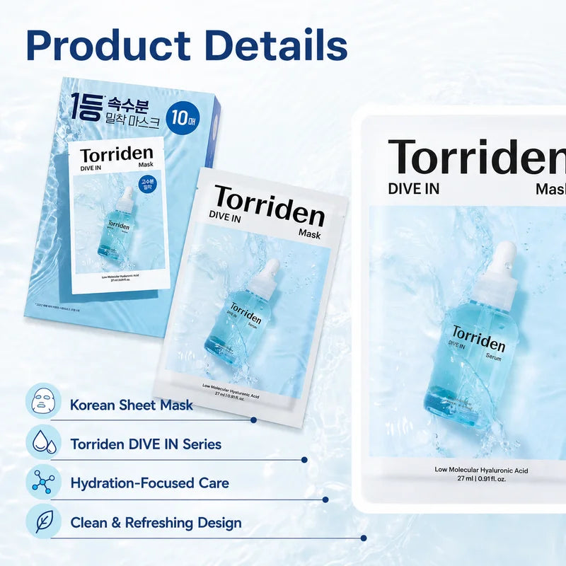 Deep Hydrating Hyaluronic Acid Facial Sheet Masks - 10 Pack for Skin Care
