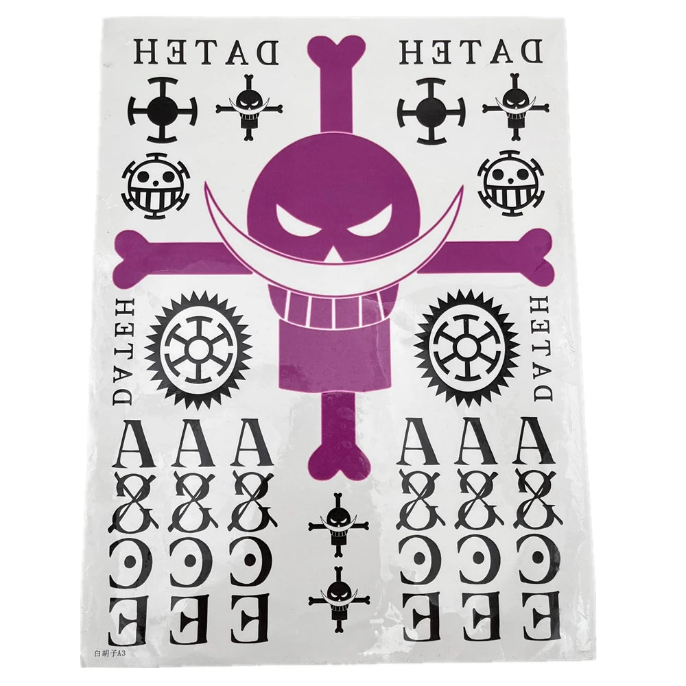 Anime Ace Portgas D Cosplay Waterproof Fake Tattoo Stickers Halloween Props