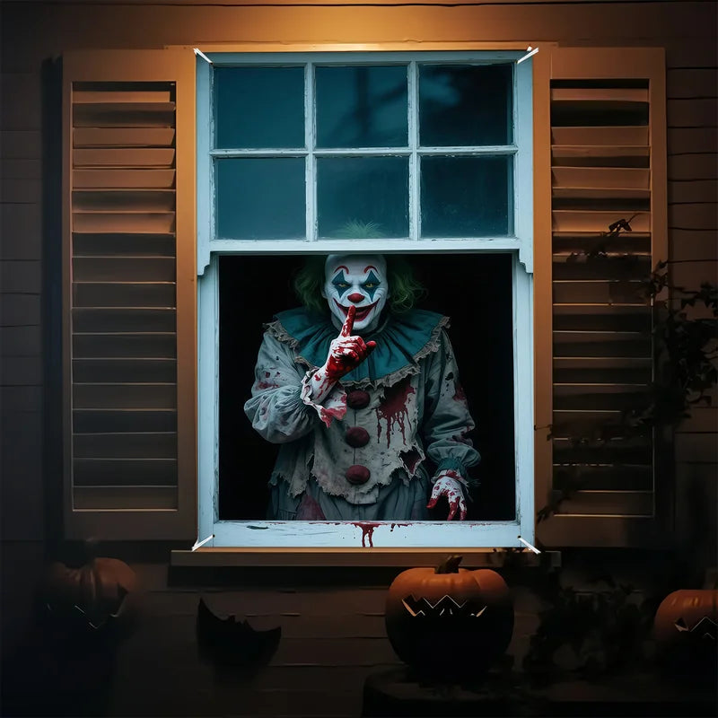 Halloween Horror Clown Blood Banner - Polyester Hanging Party Decoration
