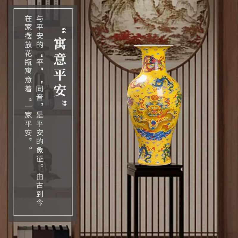 Chinese Ceramic Jiulong Luminous Vase - Antique Home Decor & Living Room Ornament