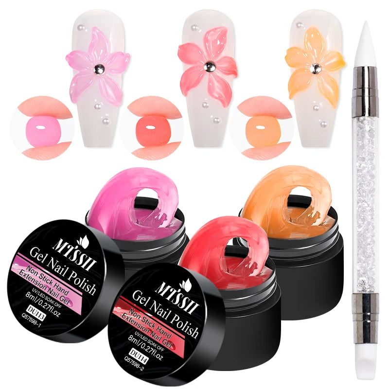 Glass Jelly Nail Extension Gel Set - Non-Stick Hand Sculpting UV/LED DIY Kit