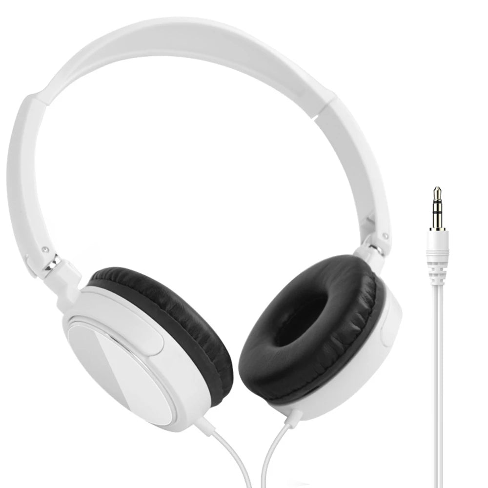 Foldable Wired Headphones with Noise Cancellation and Microphone - Adjustable Stereo Earphones for PC, Mobile, MP3
