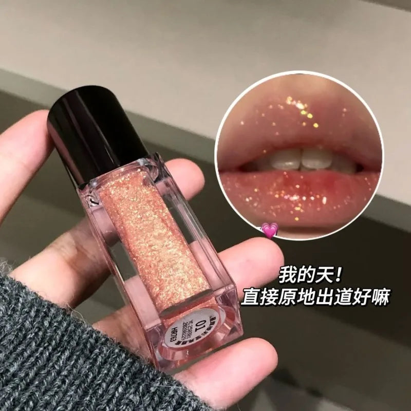Multichrome Lip Gloss with Glitter & Mirror Effect - Sparkling 3D Lip Shine