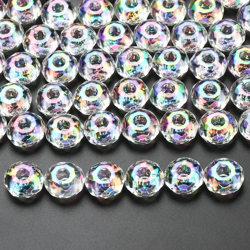 15mm Transparent Acrylic Bead Spacers - Large Hole Flat Round Loose Beads for Jewelry Making