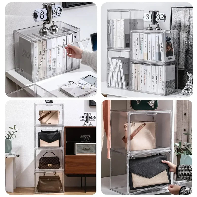 Transparent Storage Box Organizer for Books CDs Albums Display Case Acrylic Dustproof