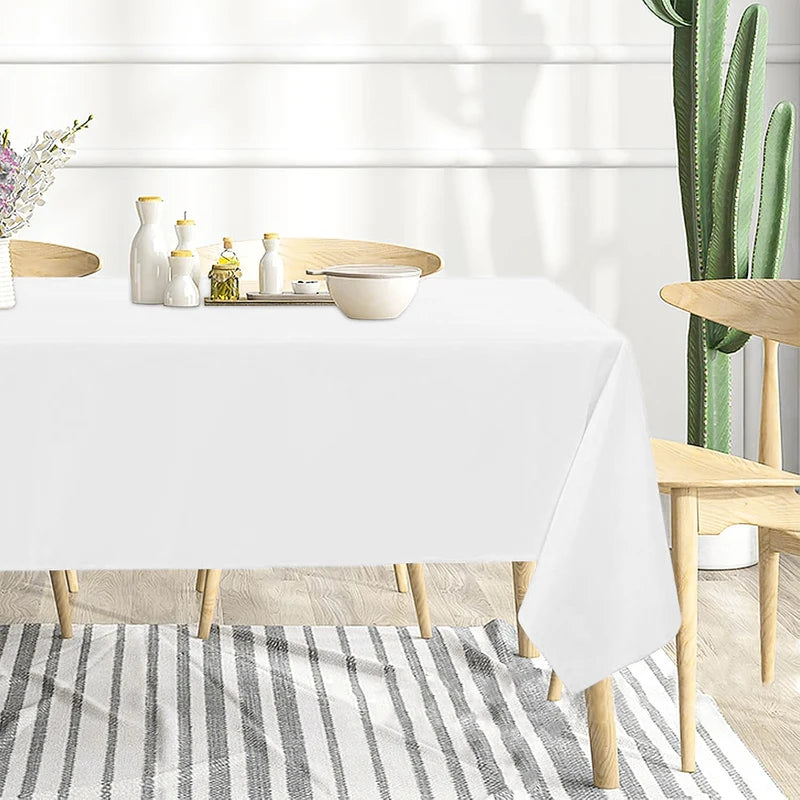Disposable Plastic Tablecloth - 183x137cm White for Birthday & Wedding Decor