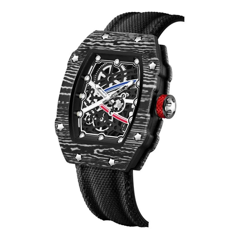 Trendy Ultra-Thin Wine Barrel Shaped Nylon Belt Quartz Watch - Fashionable Timepiece