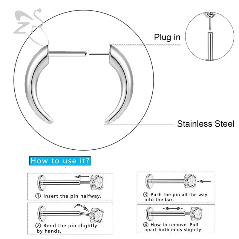 Stainless Steel Nose Piercing Plug with Septum Ring Expander 8mm - Gold