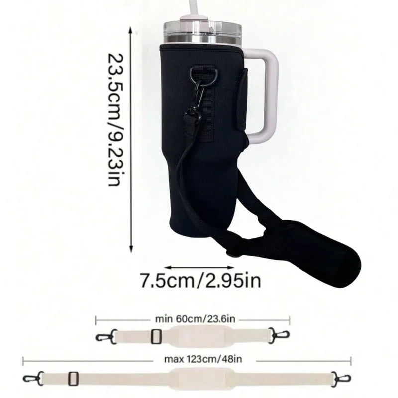 Water Bottle Carrier Bag with Adjustable Shoulder Strap for Large Capacity Tumbler