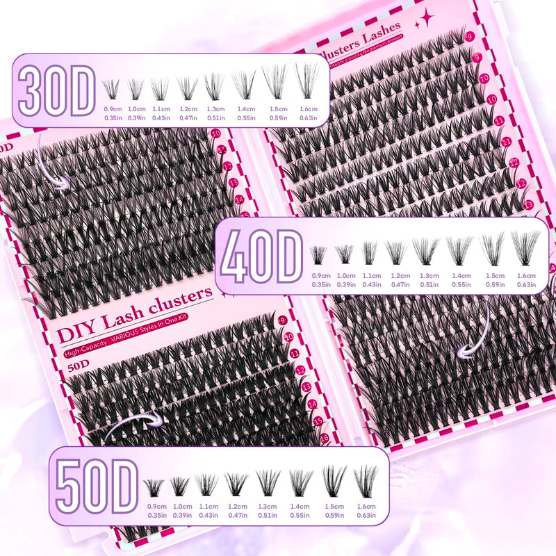 700PCS DIY Eyelash Extension Kit Mixed Length 9-16mm with D-Curl Lashes for Festive & Personal Use