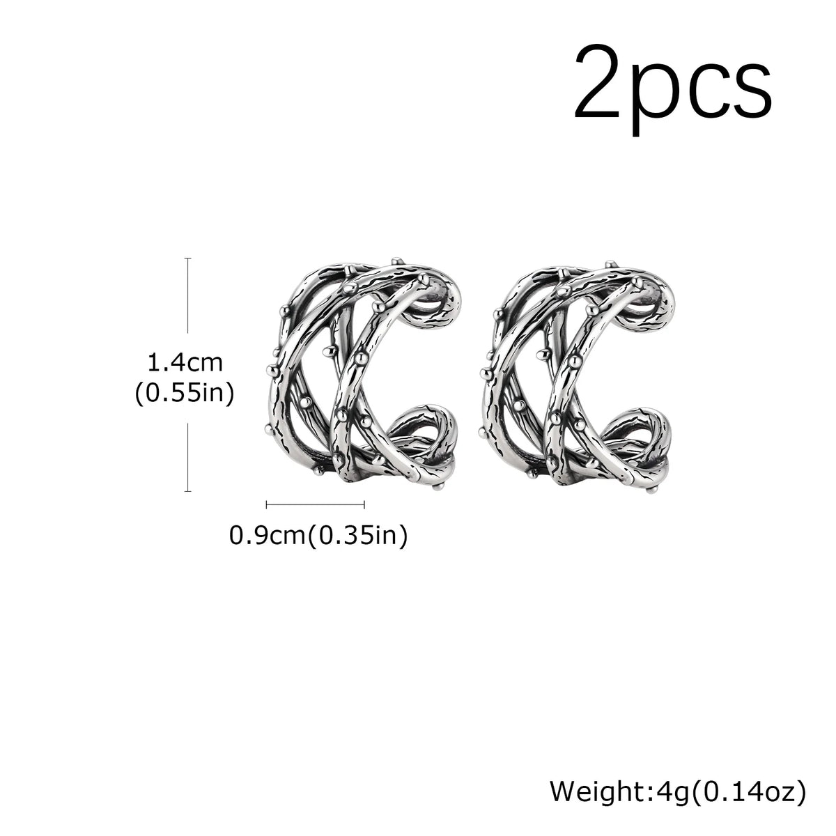Vintage Punk Viking Clip Earrings for Men Boys - Hypoallergenic Stainless Steel No Piercing Ear Cuffs - Gift for Dad & Him