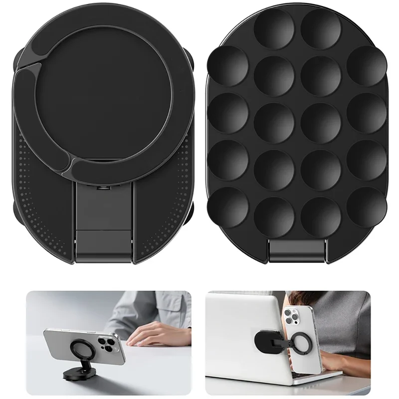 Universal Magnetic Suction Cup Phone Mount - 360° Rotation, Foldable Desktop & Wall Clamp