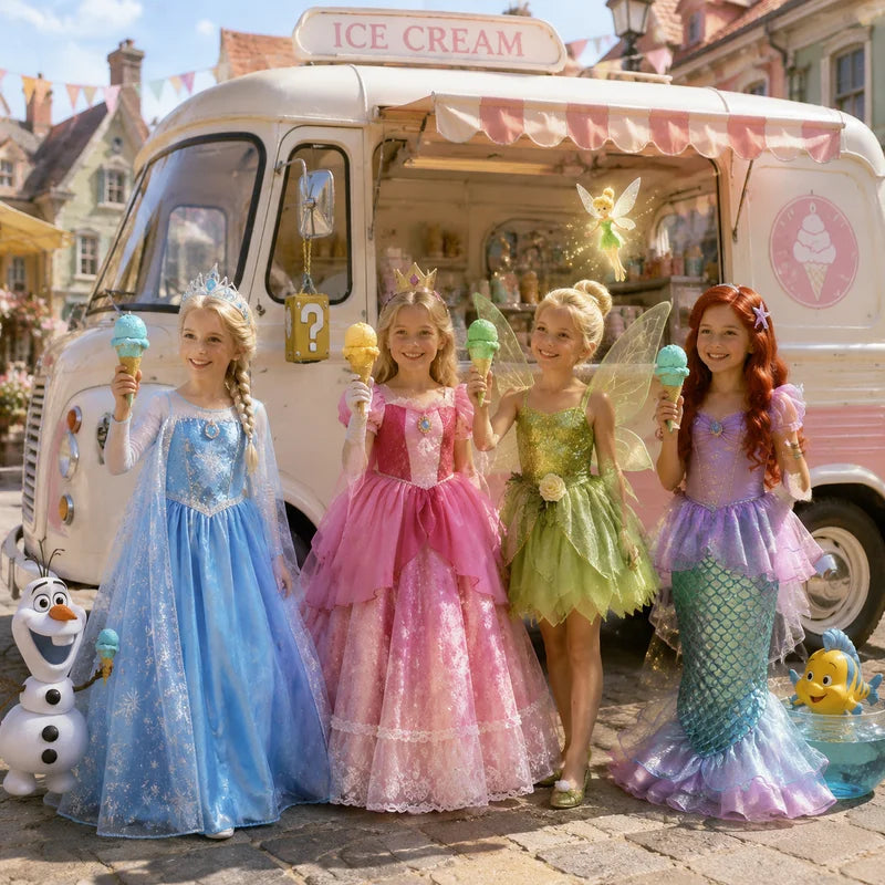 Kids Princess Costume Dress for Girls Halloween Birthday Cosplay 2-8Y