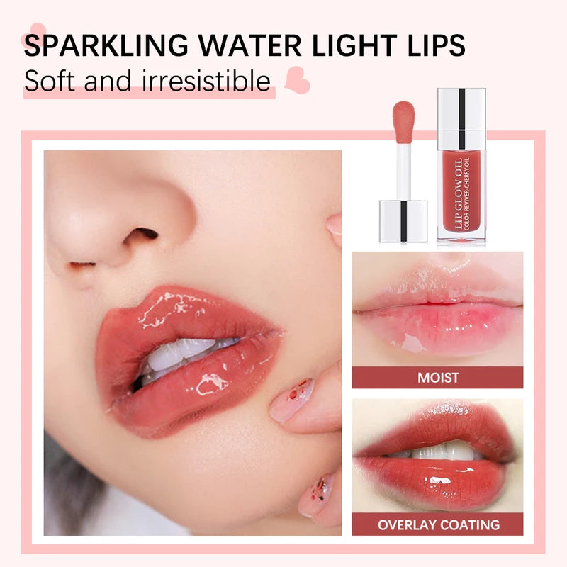 Crystal Jelly Lip Oil - Hydrating Plumping Tinted Lip Gloss & Glossy Lip Glow