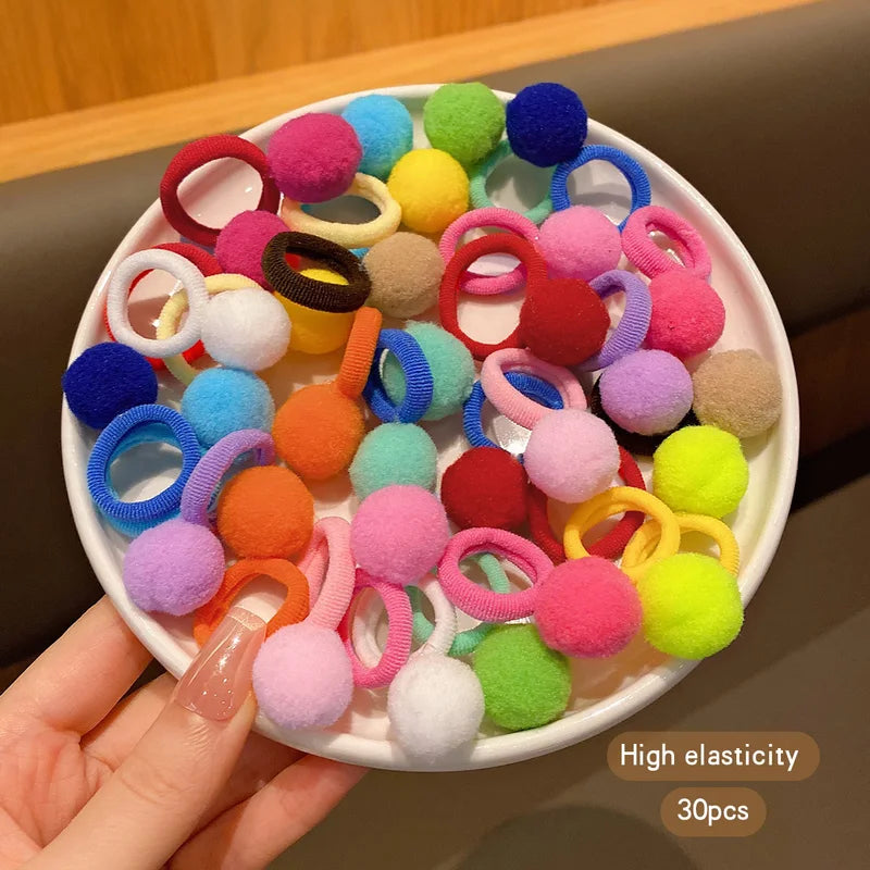 Colorful Hair Bands Set - 30 Elastic Hair Ties & Rubber Bands for Daily Use