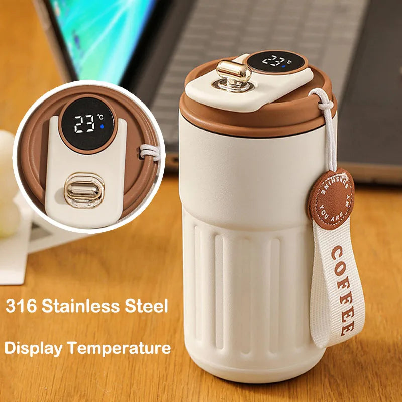 450ml Smart Display Temperature Stainless Steel Vacuum Mug - Office & Travel Thermal Bottle