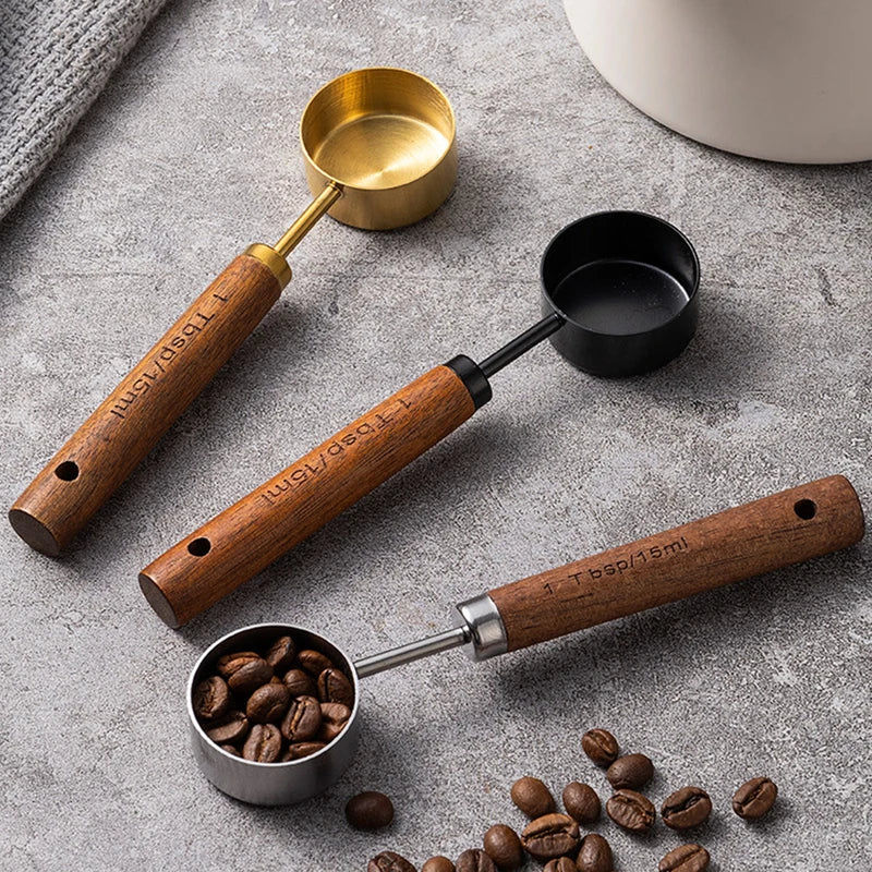 Coffee Bean Measuring Spoon - Walnut Wood Small Measuring Spoon for Coffee & Spices