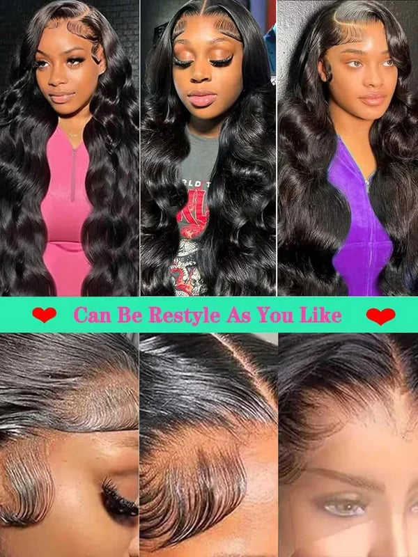 40-Inch Body Wave Human Hair Front Wig with Transparent Lace - Multiple Variants