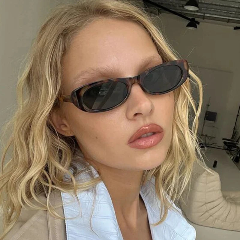 Women's Retro Oval Sunglasses Small Frame UV400 Fashion Trendy Sun Glasses