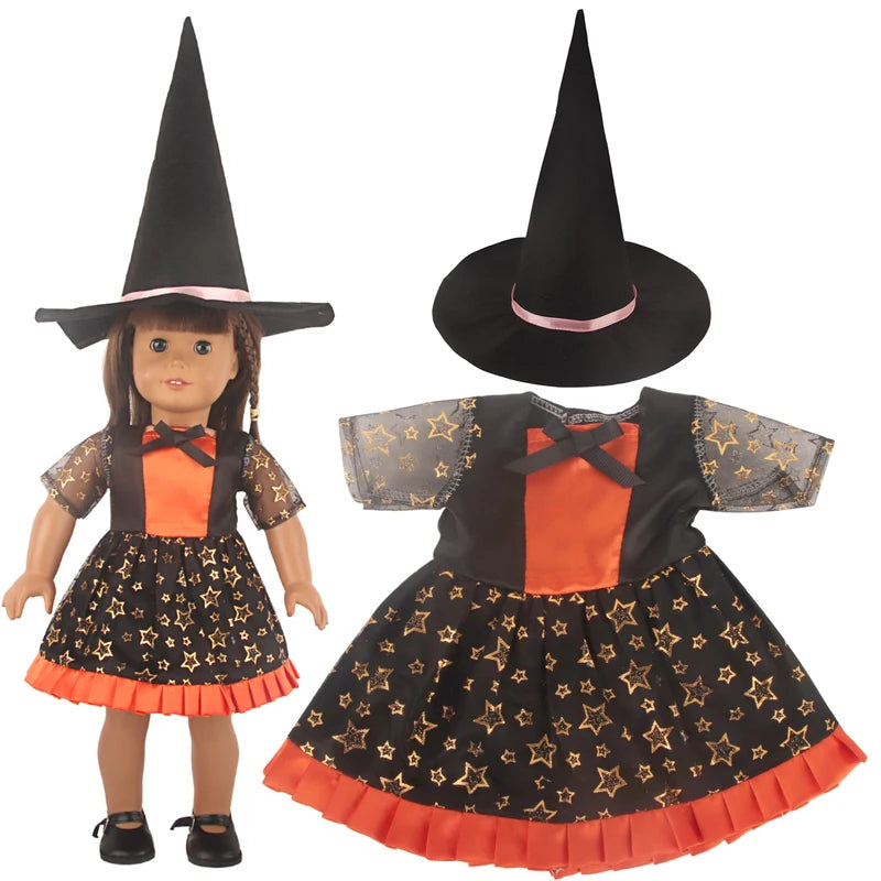 Halloween Doll Clothes Festival Pumpkin Skeleton Costumes for 18 Inch & 43cm Dolls