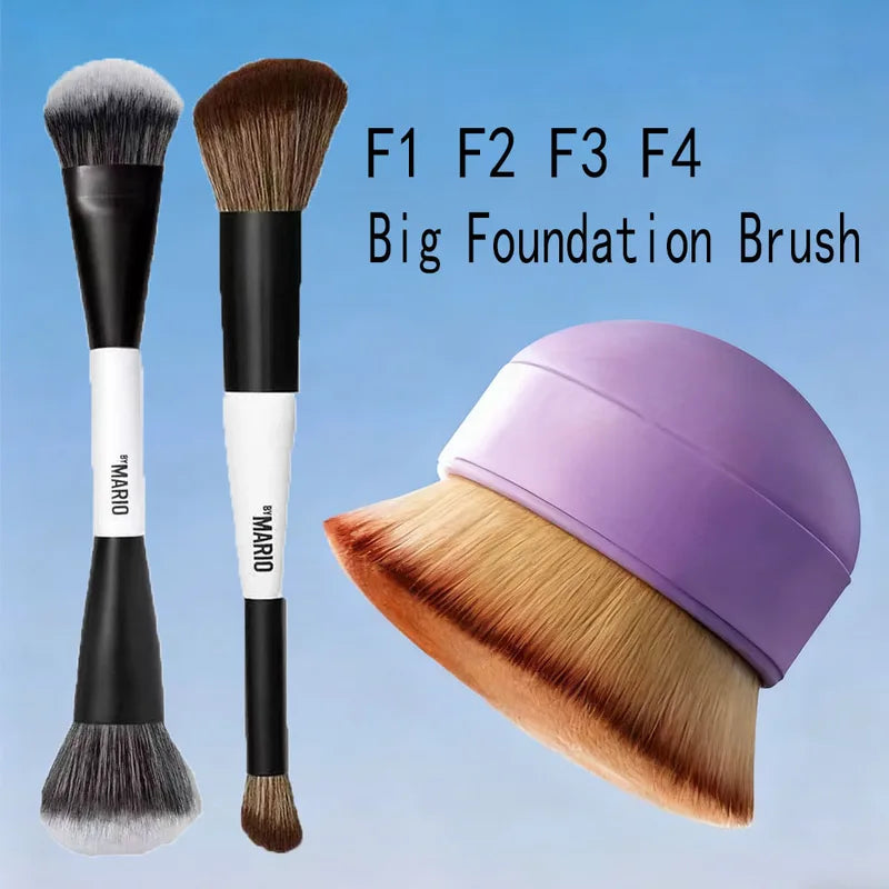 Multicolor Foundation and Makeup Brush Set with Soft Fiber Hair for Face and Eye Makeup