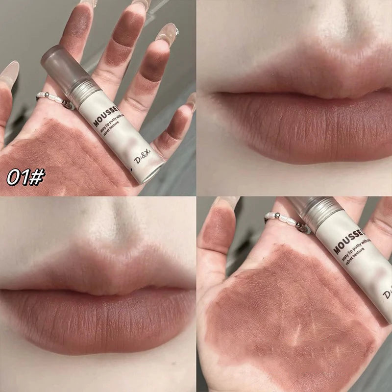 Gothic Matte Lipstick Waterproof Lip Gloss Set - Non-Stick Mud Nude Purple