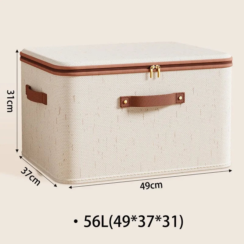 Heavy-Duty Hard-Shell Zipper Storage Organizer with Lid for Household Clothes and Toys