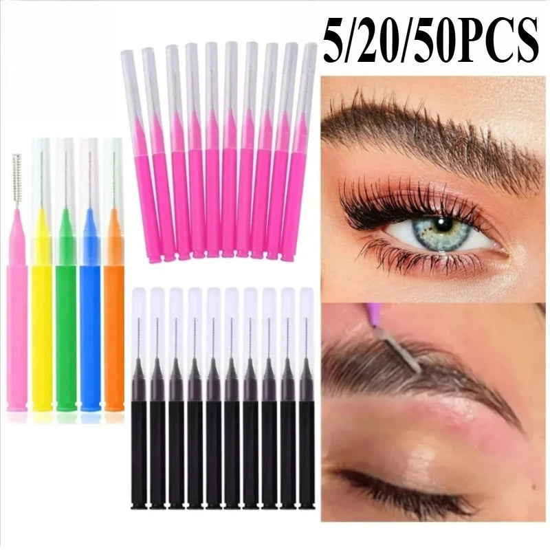 Mini Eyebrow and Eyelash Brush Set - Disposable Micro Applicators for Brows and Lashes