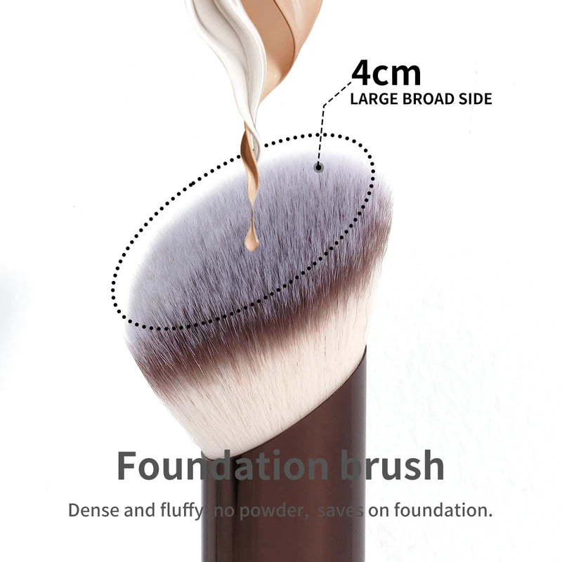 Professional Angled Flat Foundation Makeup Brush for Blending and Sculpting