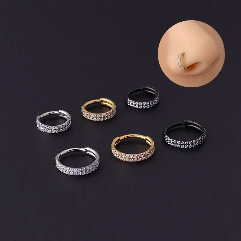 Titanium Body Piercing Nose Ring Septum Clicker Cartilage Earring Set