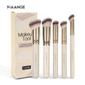 5-Piece Makeup Brush Set with Blush, Foundation & Contour Brushes - Portable Travel Kit