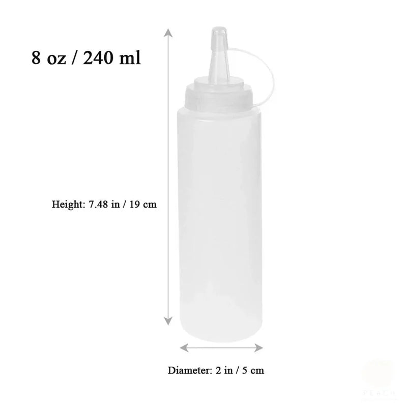 6-Pack 240ml Leak-Proof Condiment Bottles for Ketchup Mustard Oil