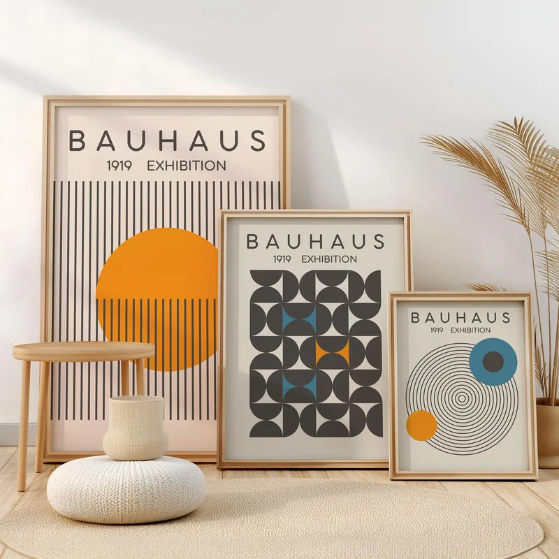 Abstract Geometric Canvas Wall Art - Modern Mid-Century Home Decor