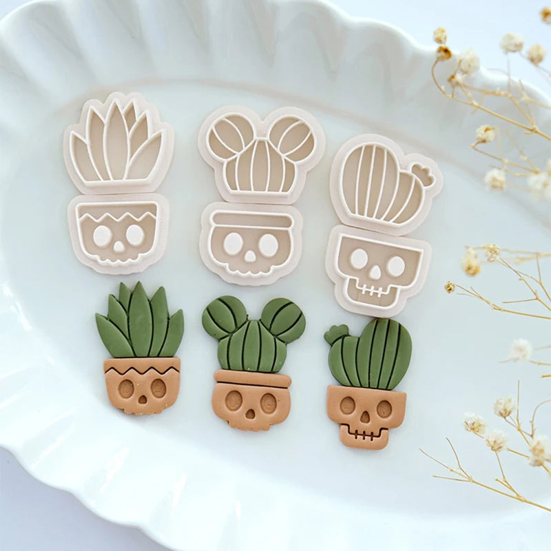 Halloween Skull Cactus Clay Cutter Set for Jewelry & Ornament Making