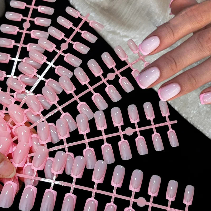 120pcs Colorful Edge French Tip Fake Nails - Square Press On Full Cover