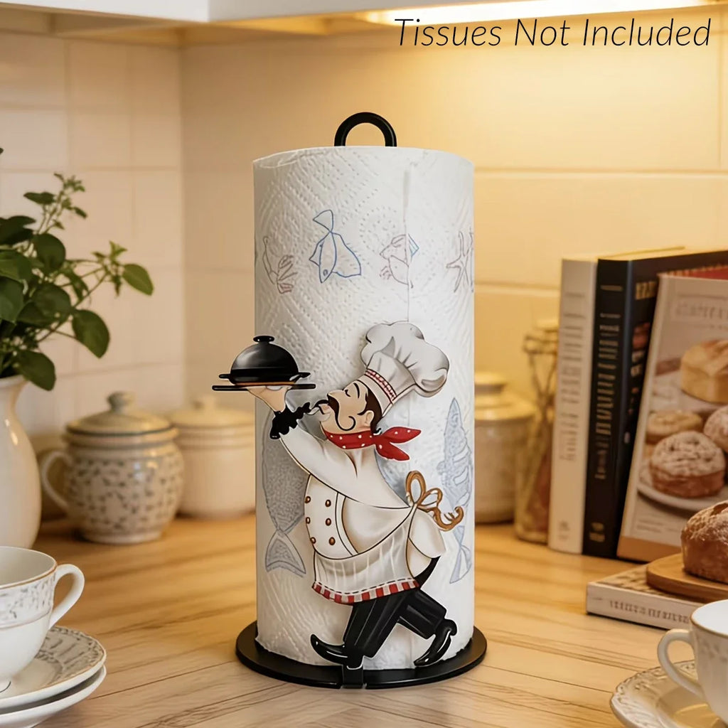 Tissue Holder with Tray - Freestanding Paper Towel and Napkin Organizer for Kitchen