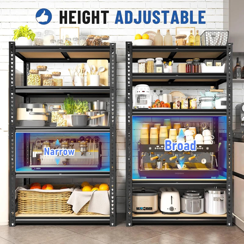 Heavy-Duty Industrial Metal Storage Shelves – Adjustable Garage & Warehouse Shelving Unit, No-Bolt Assembly, 72 Inches High