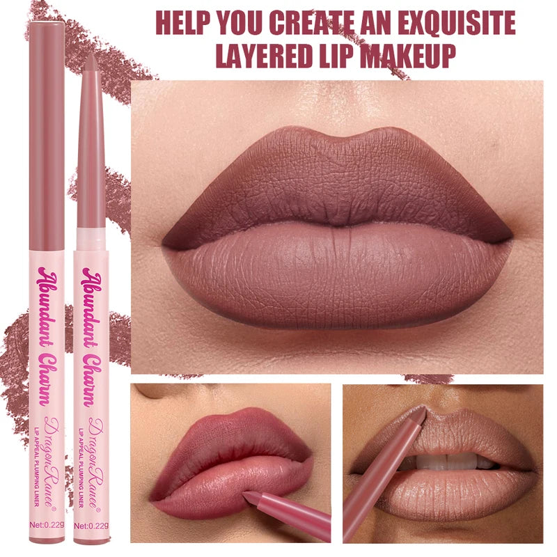 12 Colors Matte Waterproof Lip Liner Pencil - Long Lasting, Nude & Bright Shades