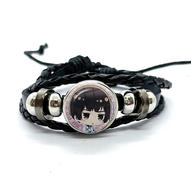 Anime Hetalia Axis Powers Leather Bracelets Glass Dome Snap Button Jewelry for Women Men