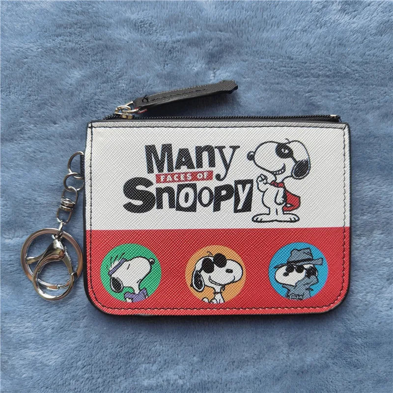 Cute Snoopy Coin Purses Wallet for Women with Zipper Card Holder & Keychain