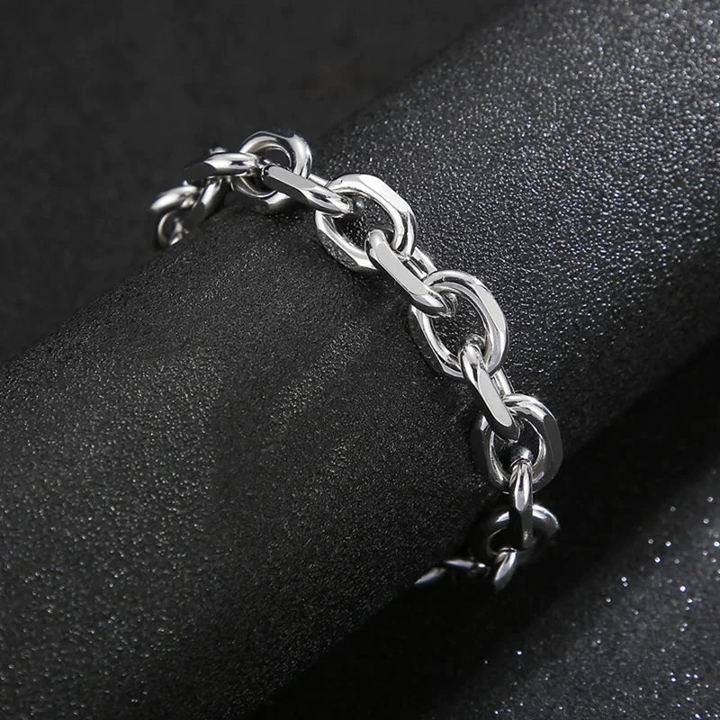 Heavy Beveled Cable Chain Bracelet for Men Women - Punk Gothic Jewelry