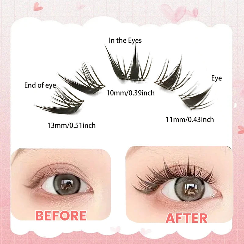 10 Rows 100 Clusters Fox-Style False Eyelashes - Natural & Thick for Beginners