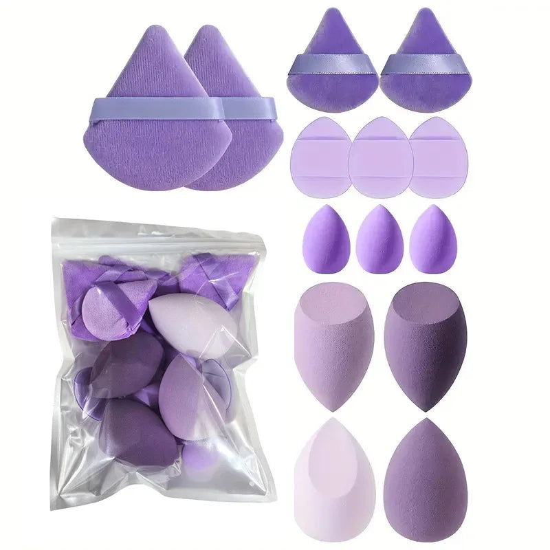 14-Piece Makeup Sponge Set Velvet Triangel Foundation Powder Puffs - Multiple Colors