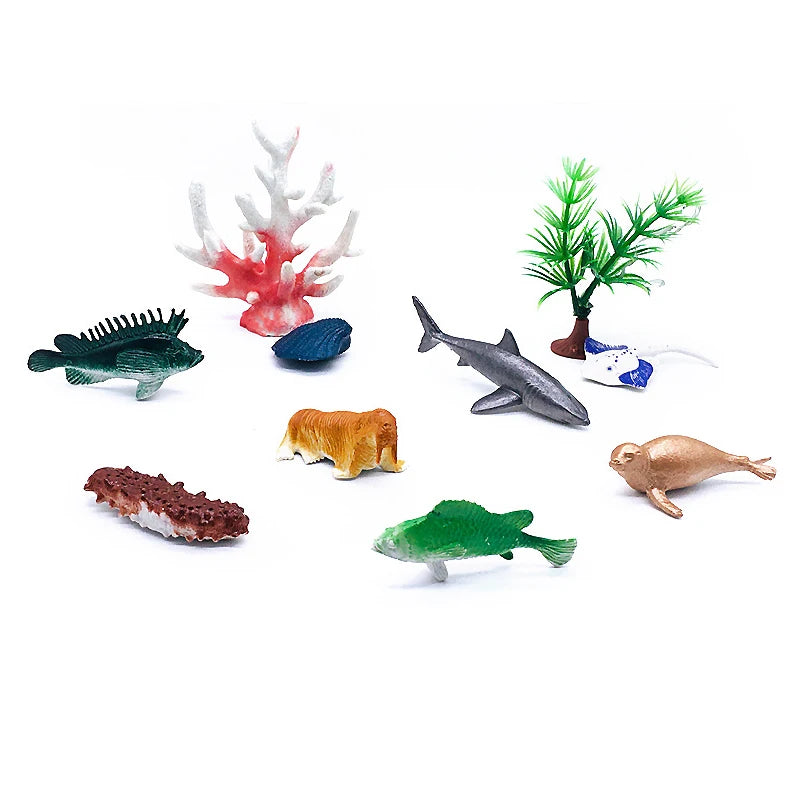 56-Piece Underwater Marine Animal Model Set - Mini Coral, Octopus, Crab, Lobster