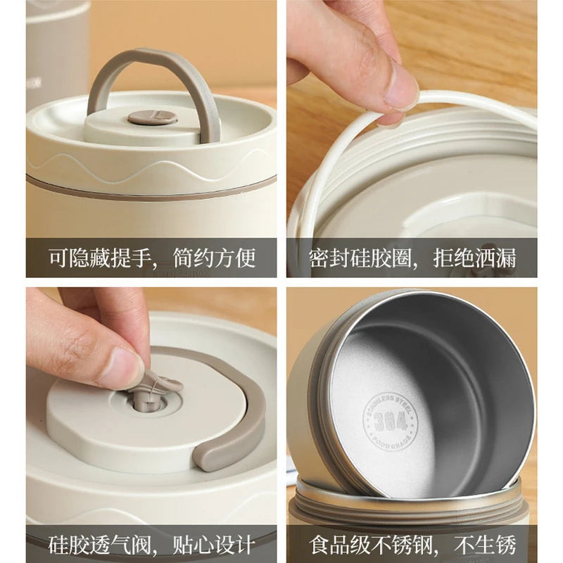 Insulated Stainless Steel Lunch Box Set 3pcs with Carry Bag - Food Grade Food Storage