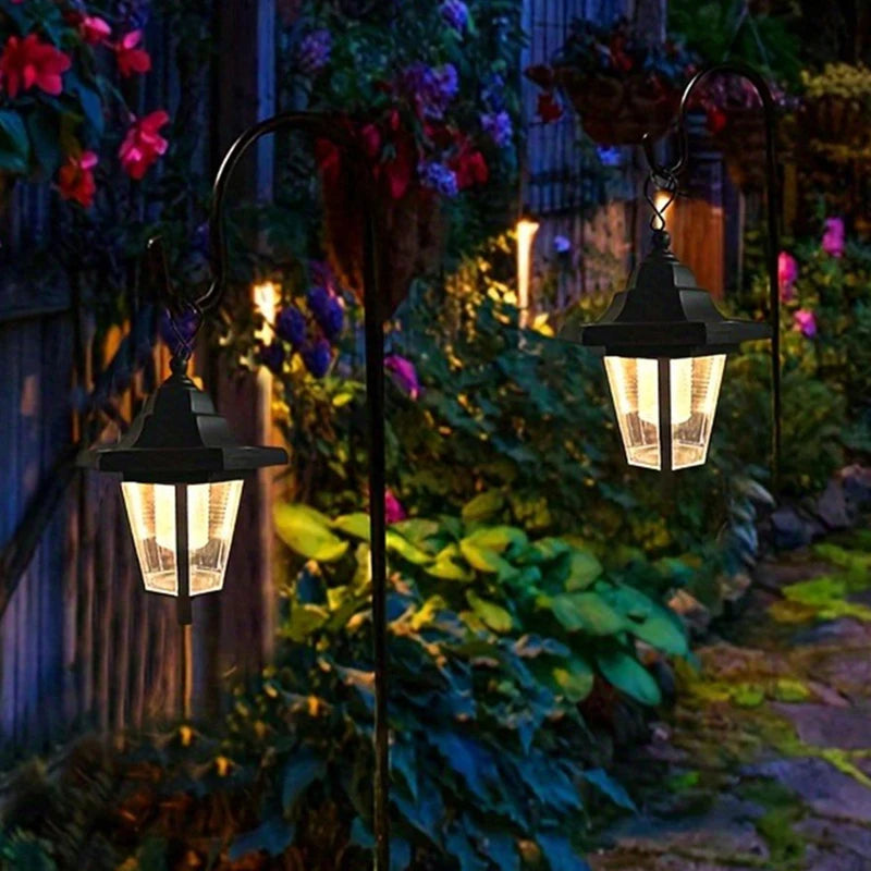 Solar-Powered Hexagonal Hanging Garden Lantern for Outdoors - 1 or 2 Pack